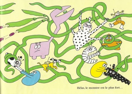 The Barbapapas fight a feral giant bean brought by Barbidur to Mars